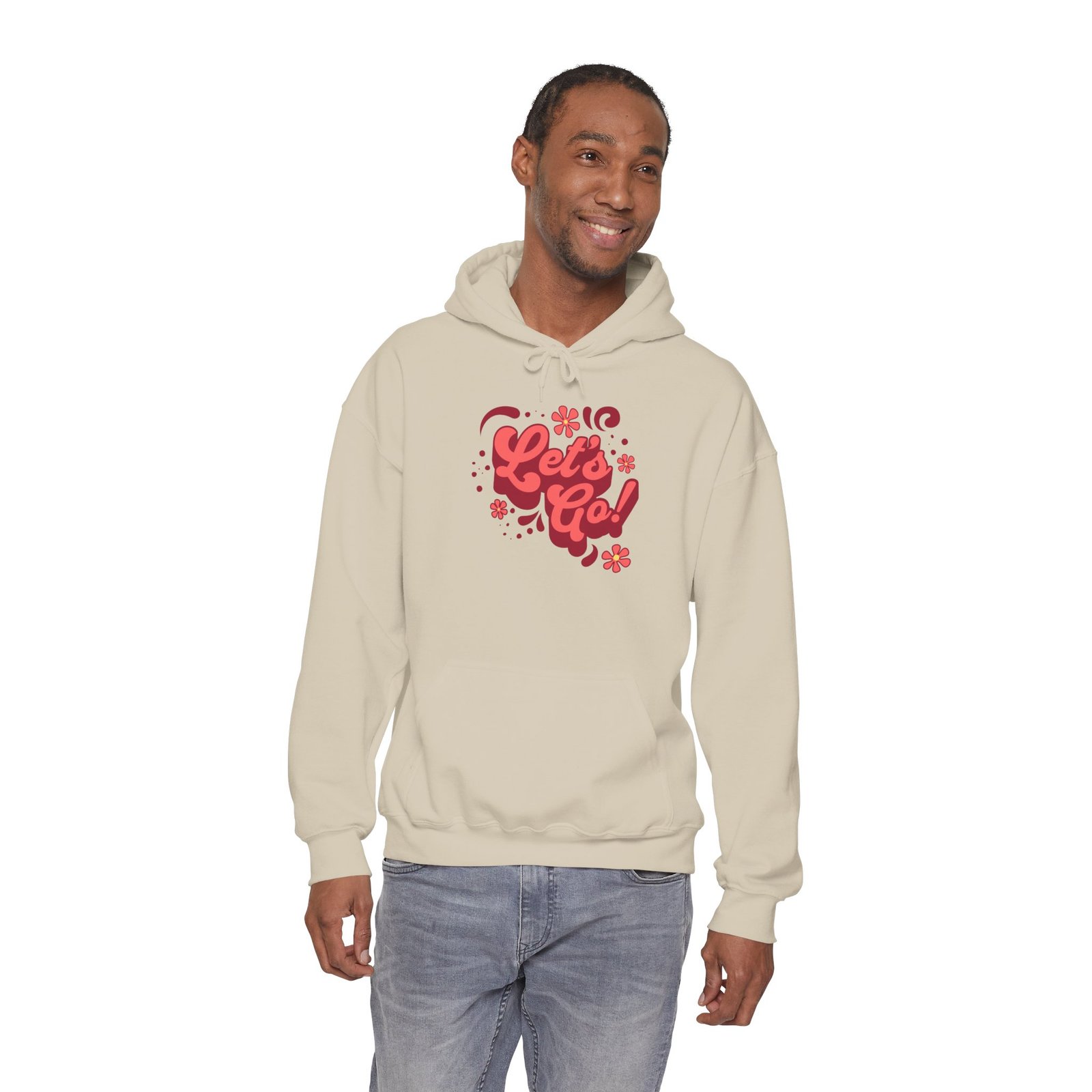 “Let’s Go!” Softball Hoodie - Bubble Gum Retro Softball Hooded Sweatshirt - Image 7
