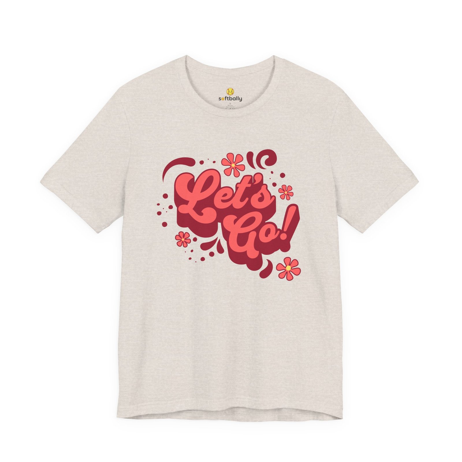 “Let’s Go!” Softball Tee — Bubble Gum Retro Softball T-Shirt - Image 16