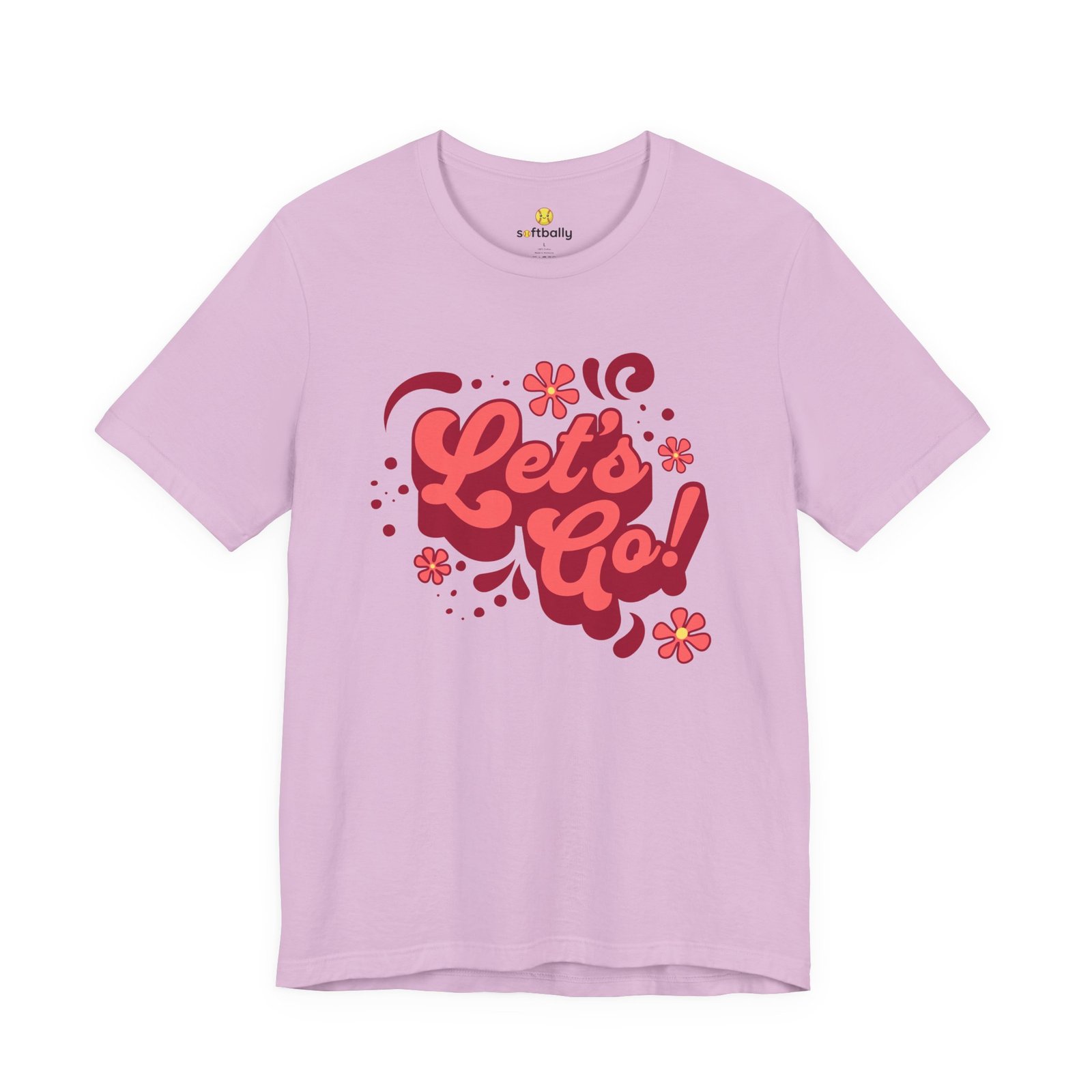 “Let’s Go!” Softball Tee — Bubble Gum Retro Softball T-Shirt - Image 8