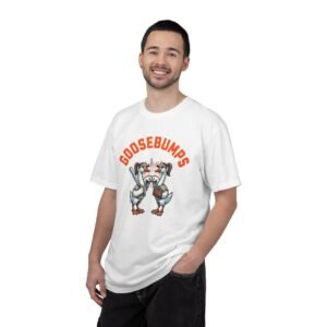goosebumps graphic tee — softball playing geese fist bumping on comfort colors 1717 t shirt