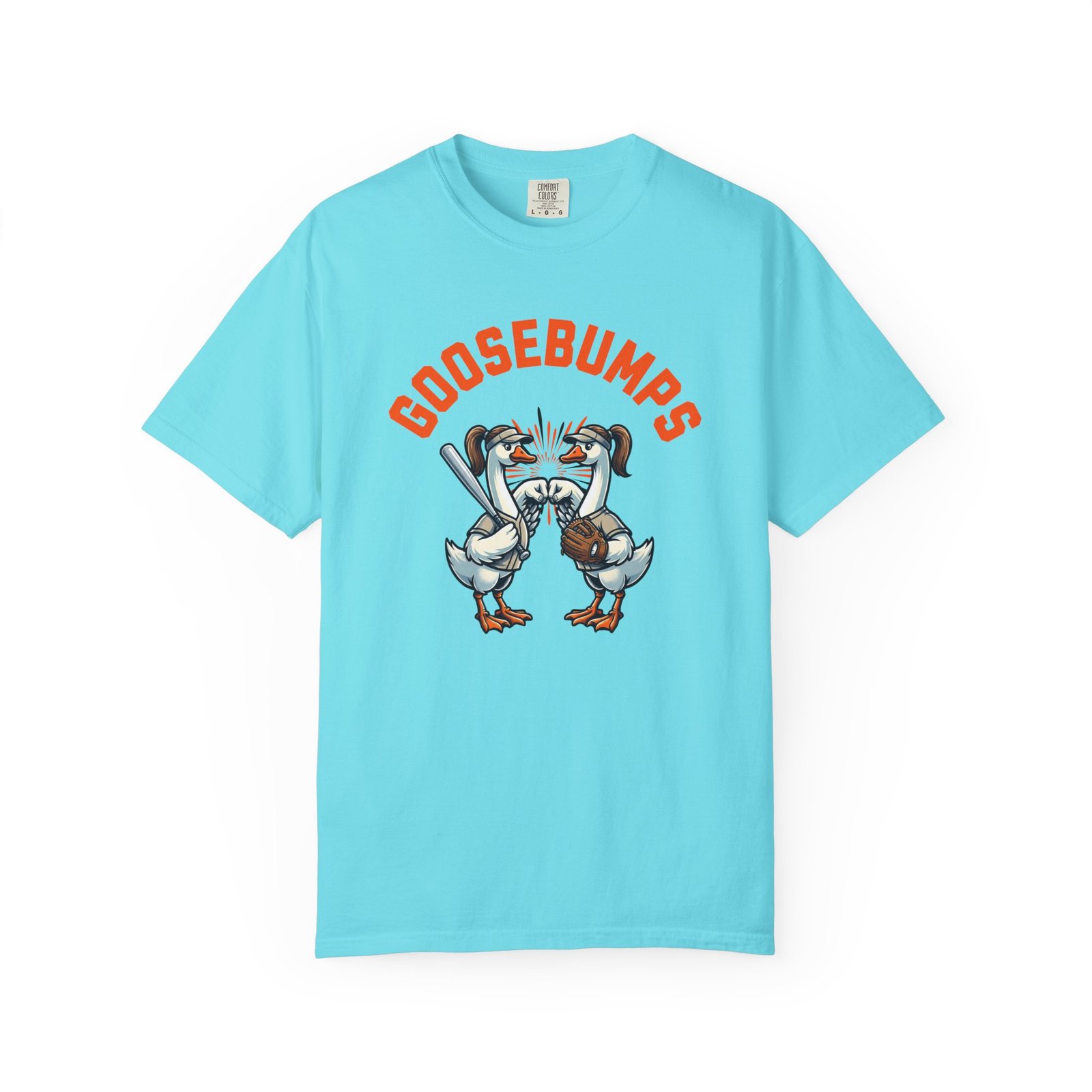 goosebumps graphic tee — softball playing geese fist bumping on comfort colors 1717 t shirt