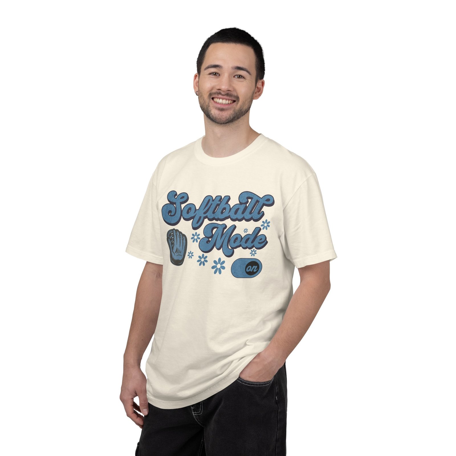 Softball Mode T-Shirt — Retro Softball Graphic on Comfort Colors 1717 Tee - Image 4