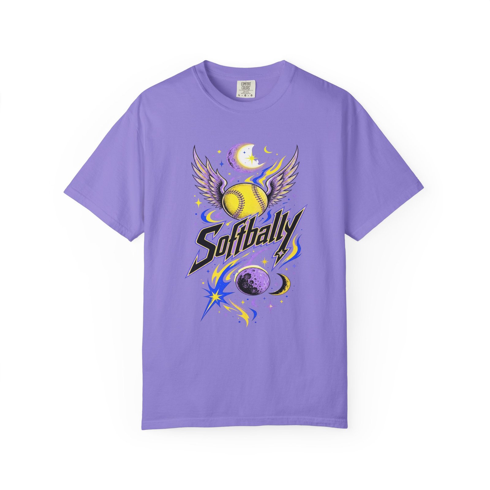 Softball Wings T-Shirt — 'Softbally' Cosmic Graphic on Comfort Colors 1717 Tee - Image 14