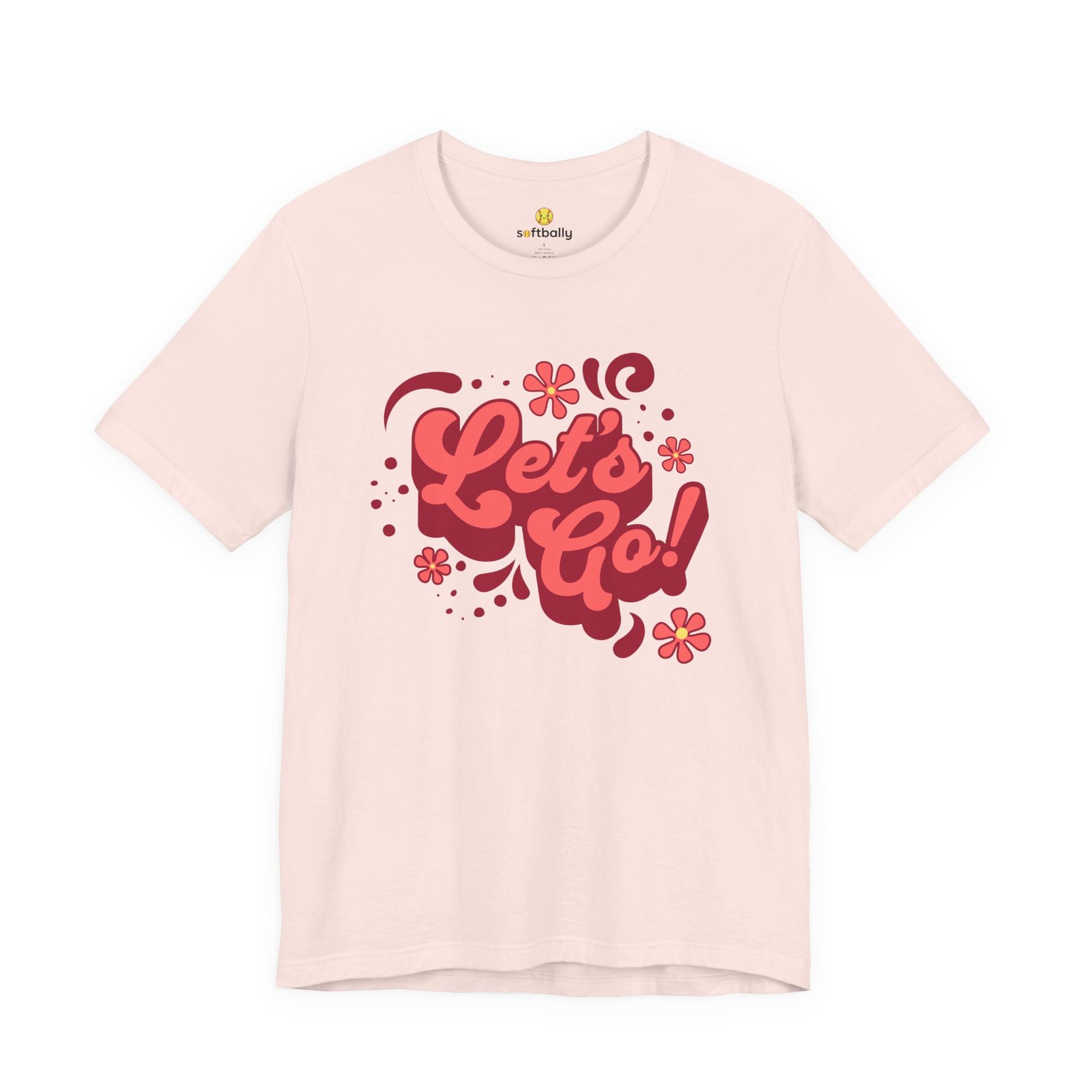 “Let’s Go!” Softball Tee — Bubble Gum Retro Softball T-Shirt - Image 7