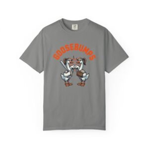 goosebumps graphic tee — softball playing geese fist bumping on comfort colors 1717 t shirt