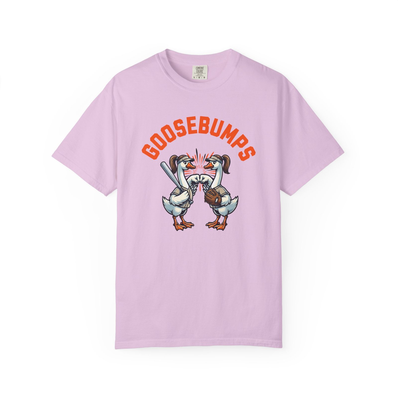 goosebumps graphic tee — softball playing geese fist bumping on comfort colors 1717 t shirt