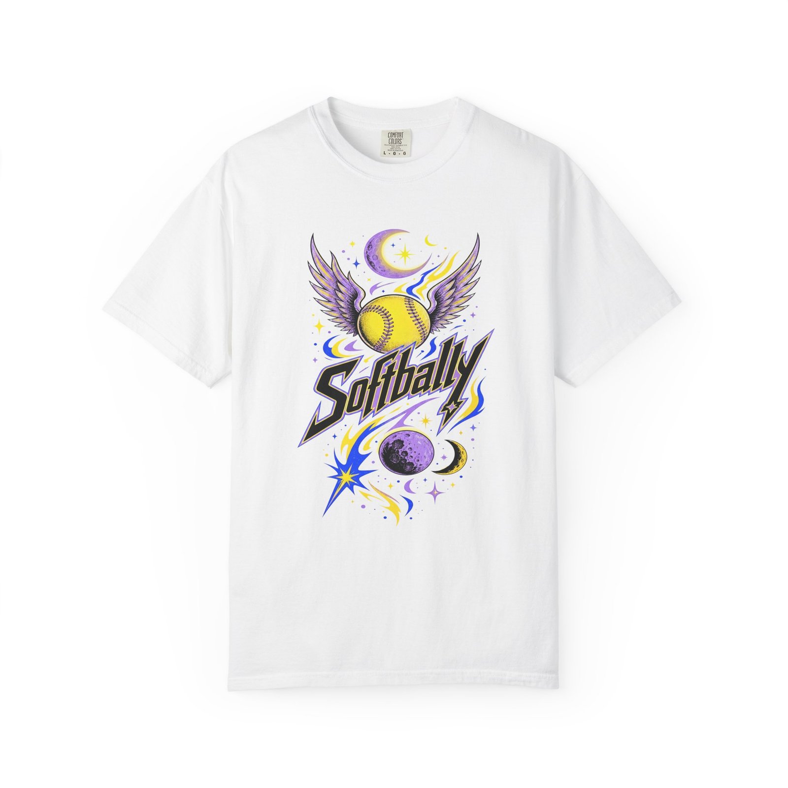 Softball Wings T-Shirt — 'Softbally' Cosmic Graphic on Comfort Colors 1717 Tee - Image 7