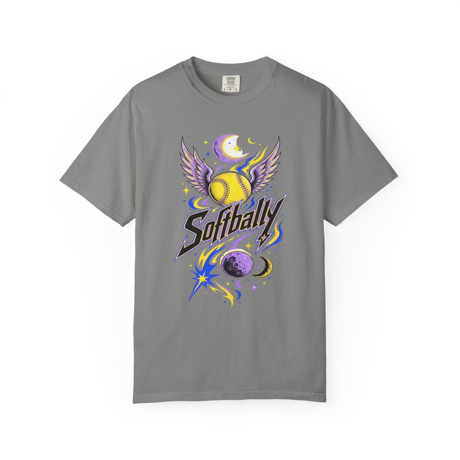 Softball Wings T-Shirt — 'Softbally' Cosmic Graphic on Comfort Colors 1717 Tee - Image 11