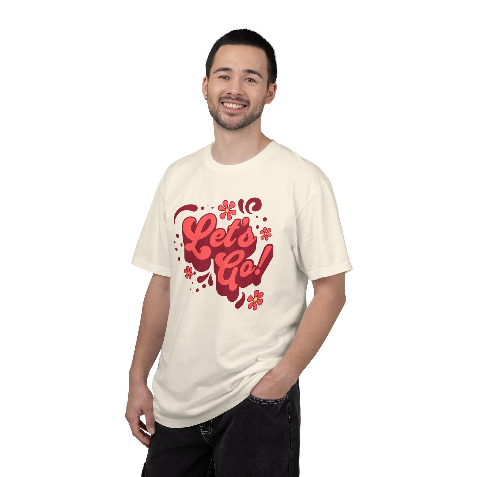 "Let’s Go!” Softball Tee — Bubble Gum Retro Softball Design on Comfort Colors 1717 T-Shirt - Image 4