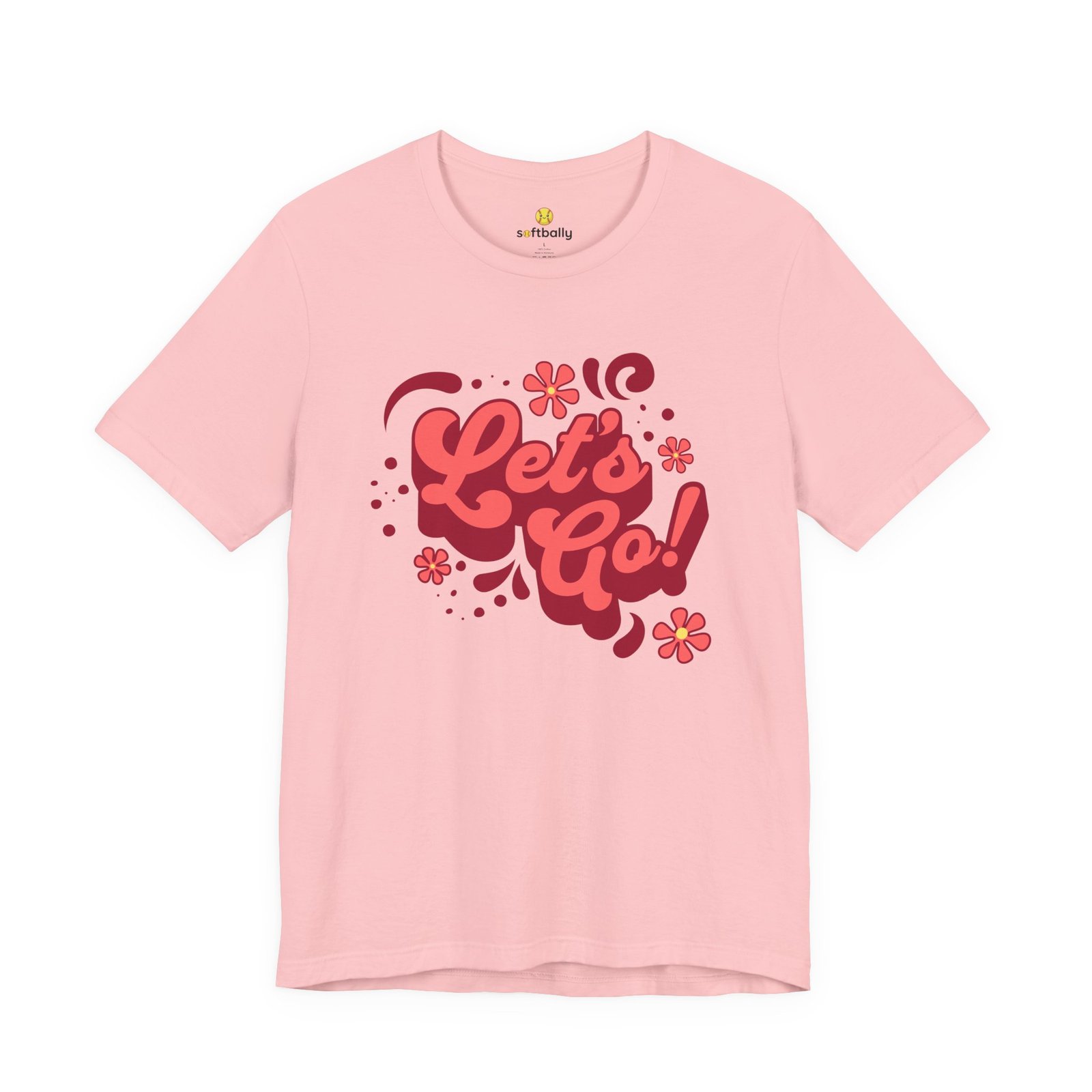 “Let’s Go!” Softball Tee — Bubble Gum Retro Softball T-Shirt - Image 11