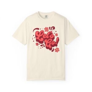 "Let’s Go!” Softball Tee — Bubble Gum Retro Softball Design on Comfort Colors 1717 T-Shirt