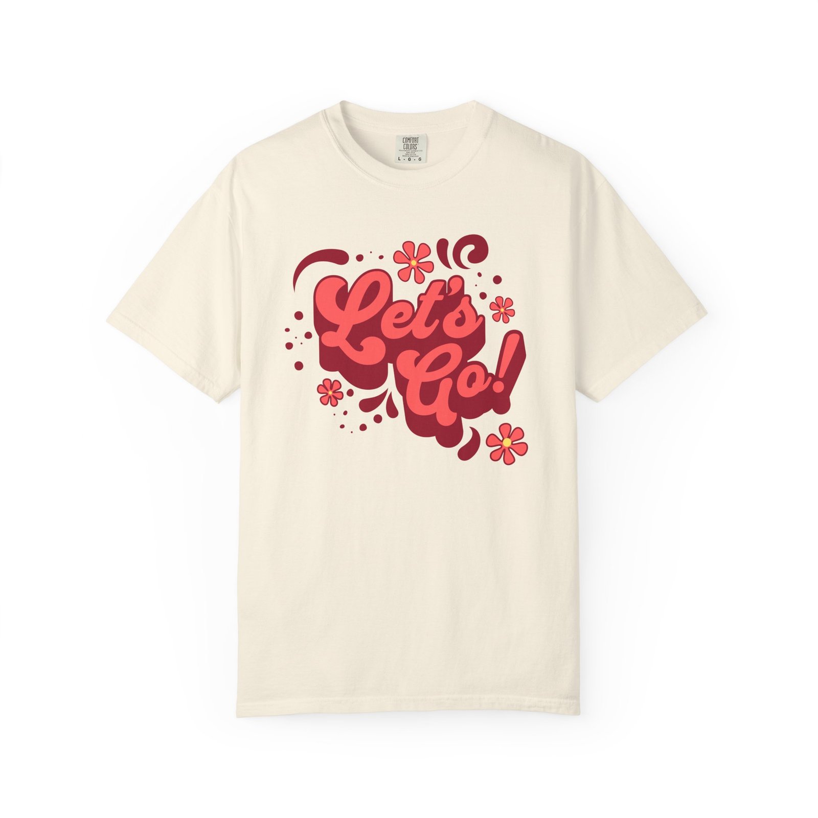 "Let’s Go!” Softball Tee — Bubble Gum Retro Softball Design on Comfort Colors 1717 T-Shirt