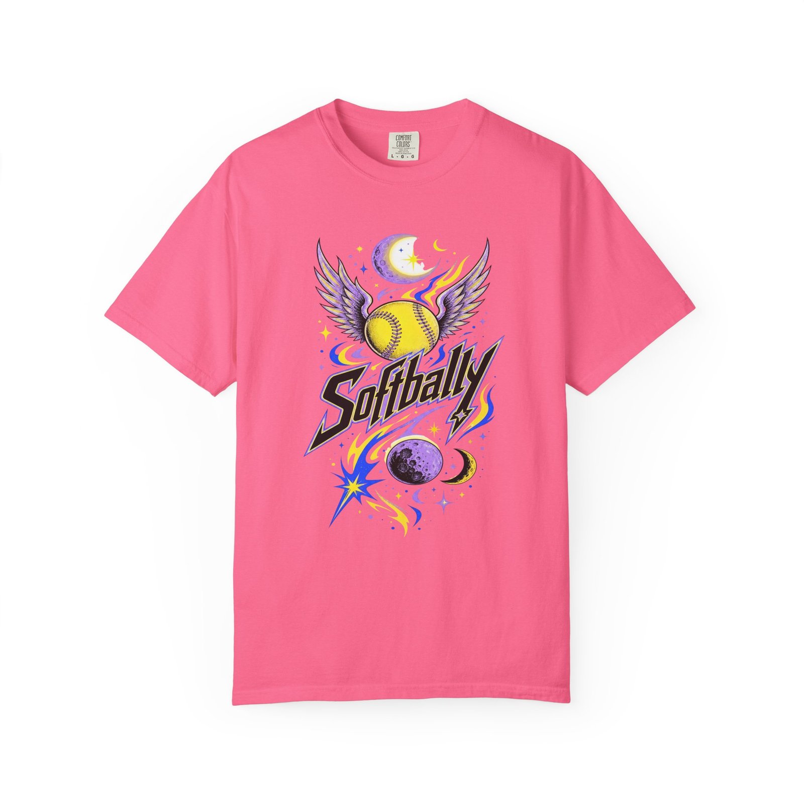 Softball Wings T-Shirt — 'Softbally' Cosmic Graphic on Comfort Colors 1717 Tee - Image 17