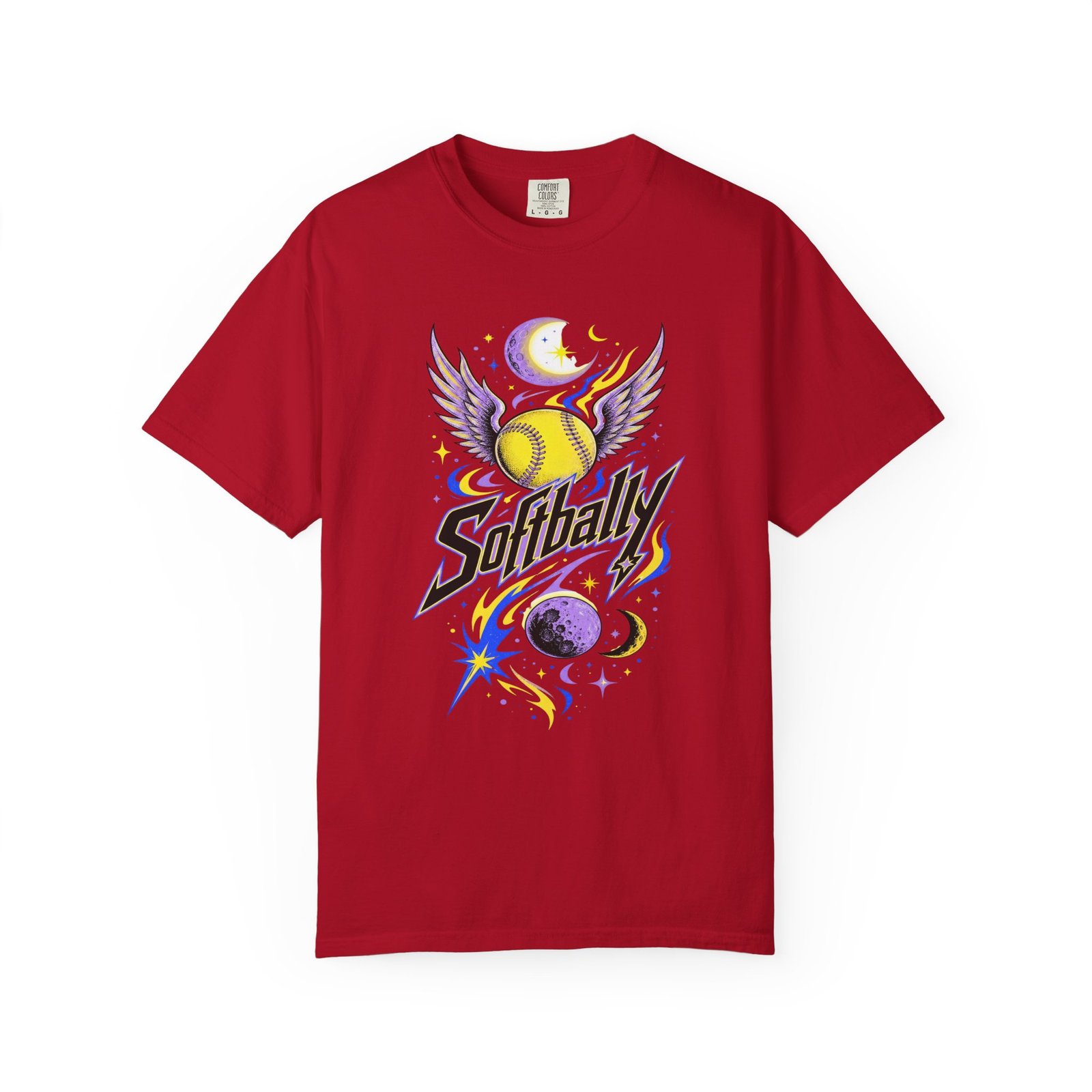 Softball Wings T-Shirt — 'Softbally' Cosmic Graphic on Comfort Colors 1717 Tee - Image 18