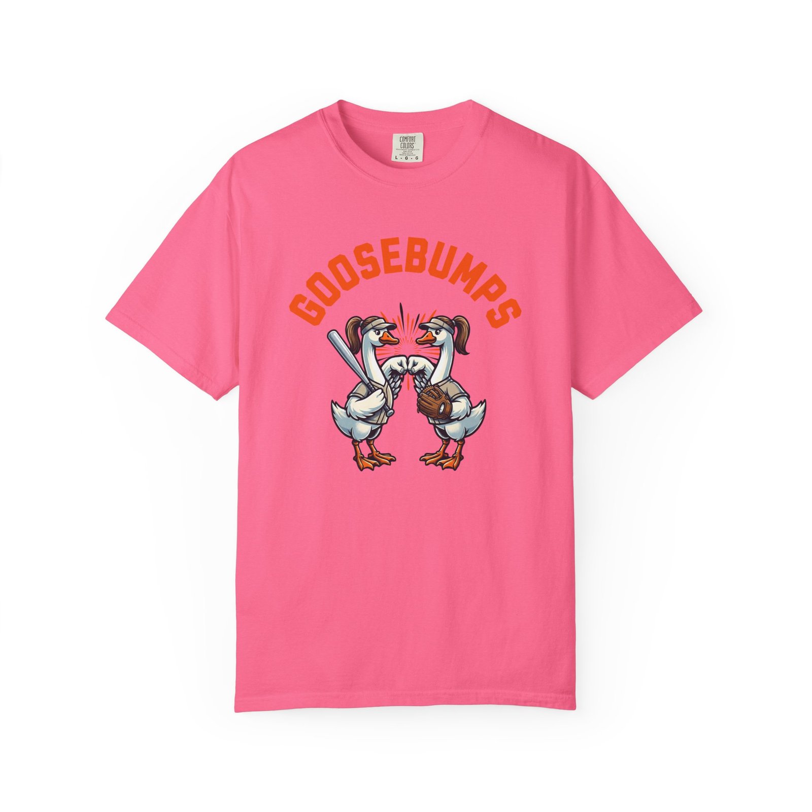 goosebumps graphic tee — softball playing geese fist bumping on comfort colors 1717 t shirt