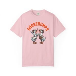 goosebumps graphic tee — softball playing geese fist bumping on comfort colors 1717 t shirt