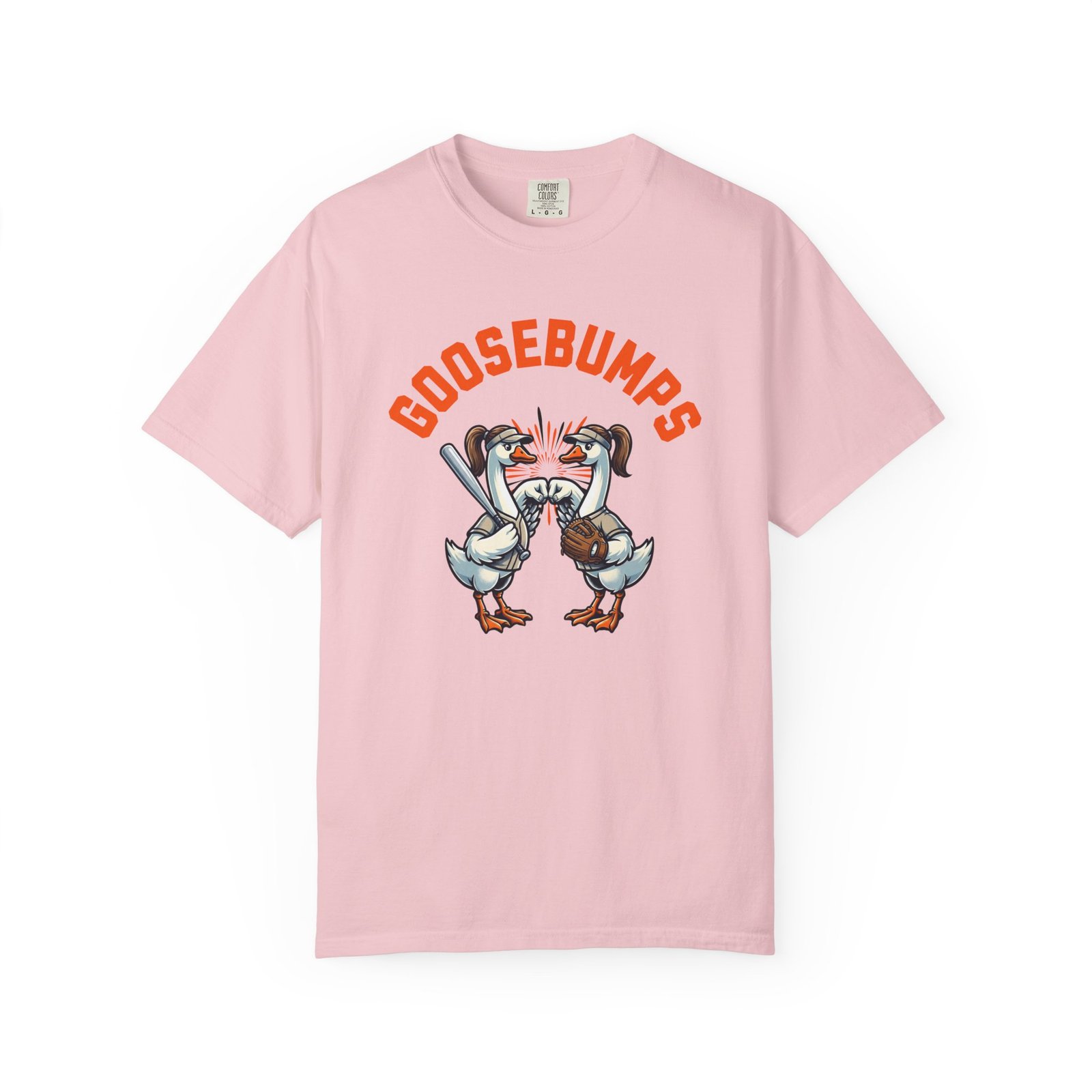 goosebumps graphic tee — softball playing geese fist bumping on comfort colors 1717 t shirt