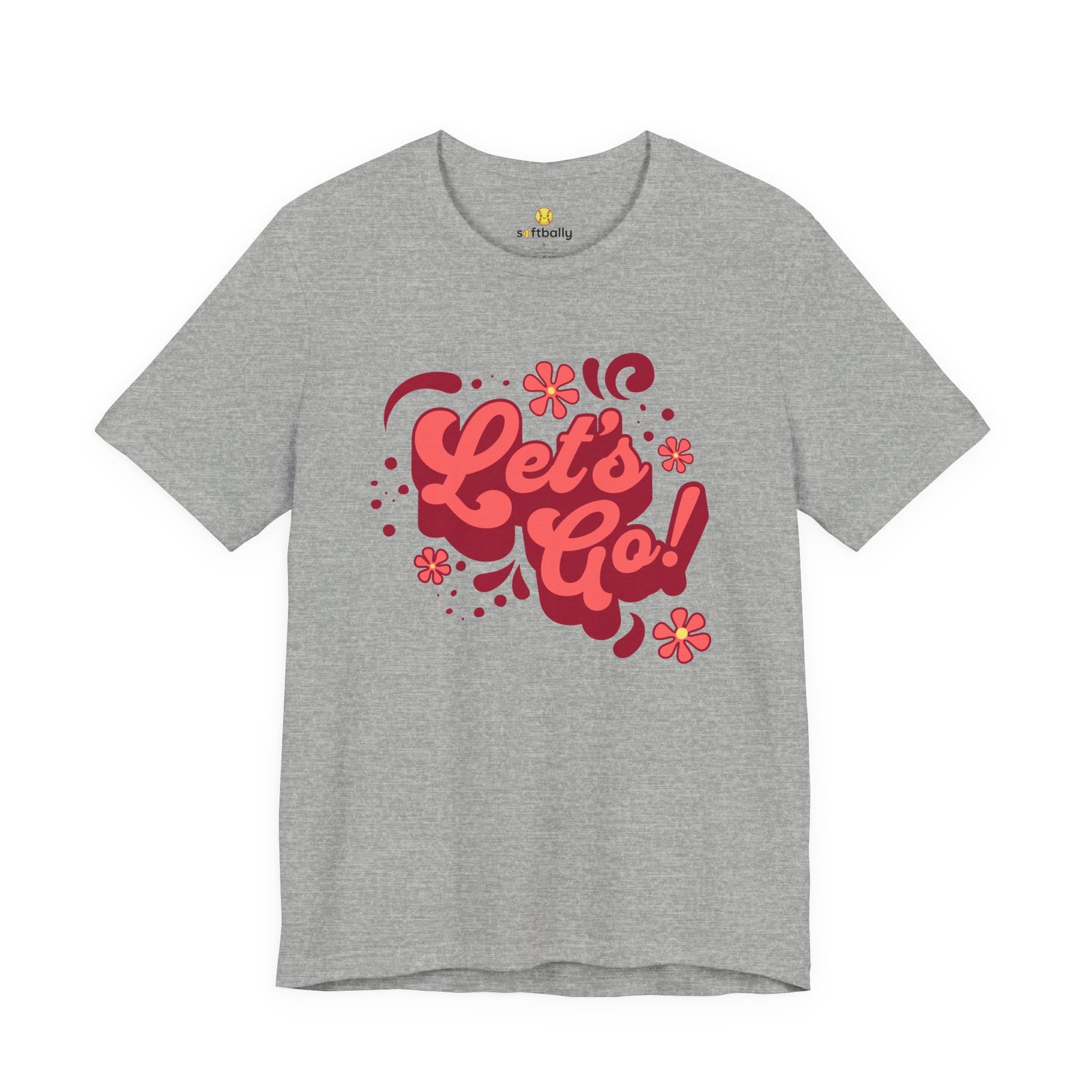 “Let’s Go!” Softball Tee — Bubble Gum Retro Softball T-Shirt - Image 14