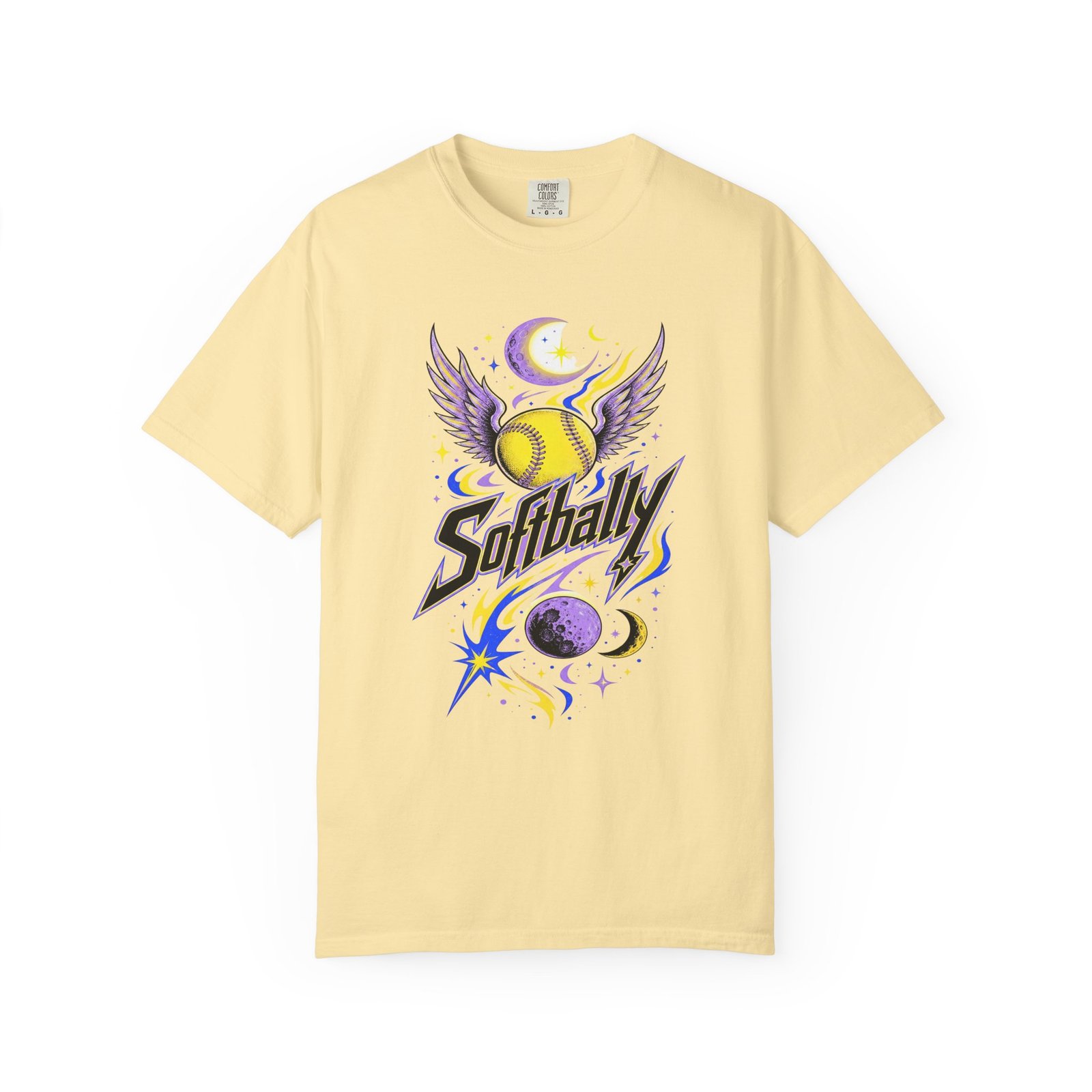 Softball Wings T-Shirt — 'Softbally' Cosmic Graphic on Comfort Colors 1717 Tee - Image 8