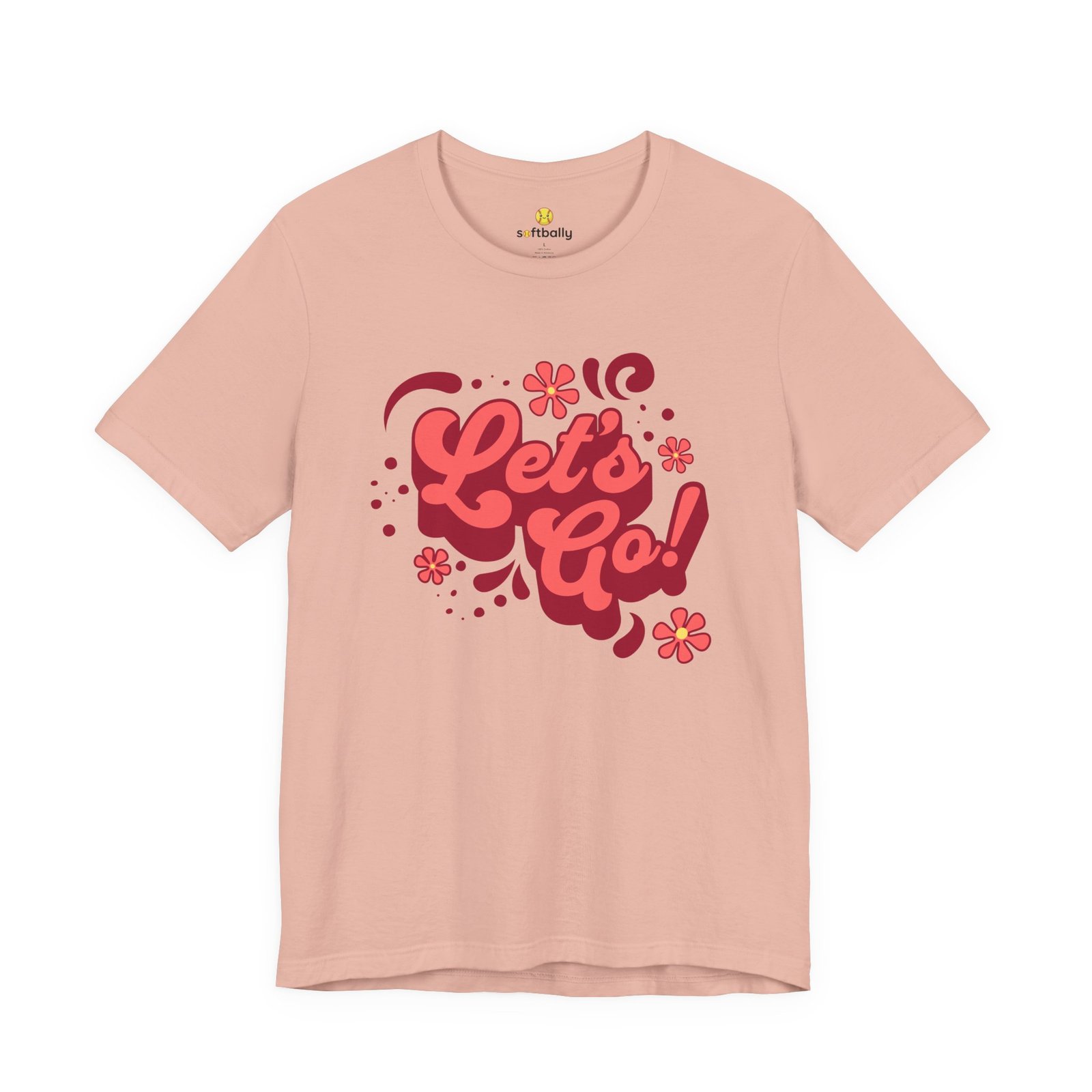 “Let’s Go!” Softball Tee — Bubble Gum Retro Softball T-Shirt - Image 22