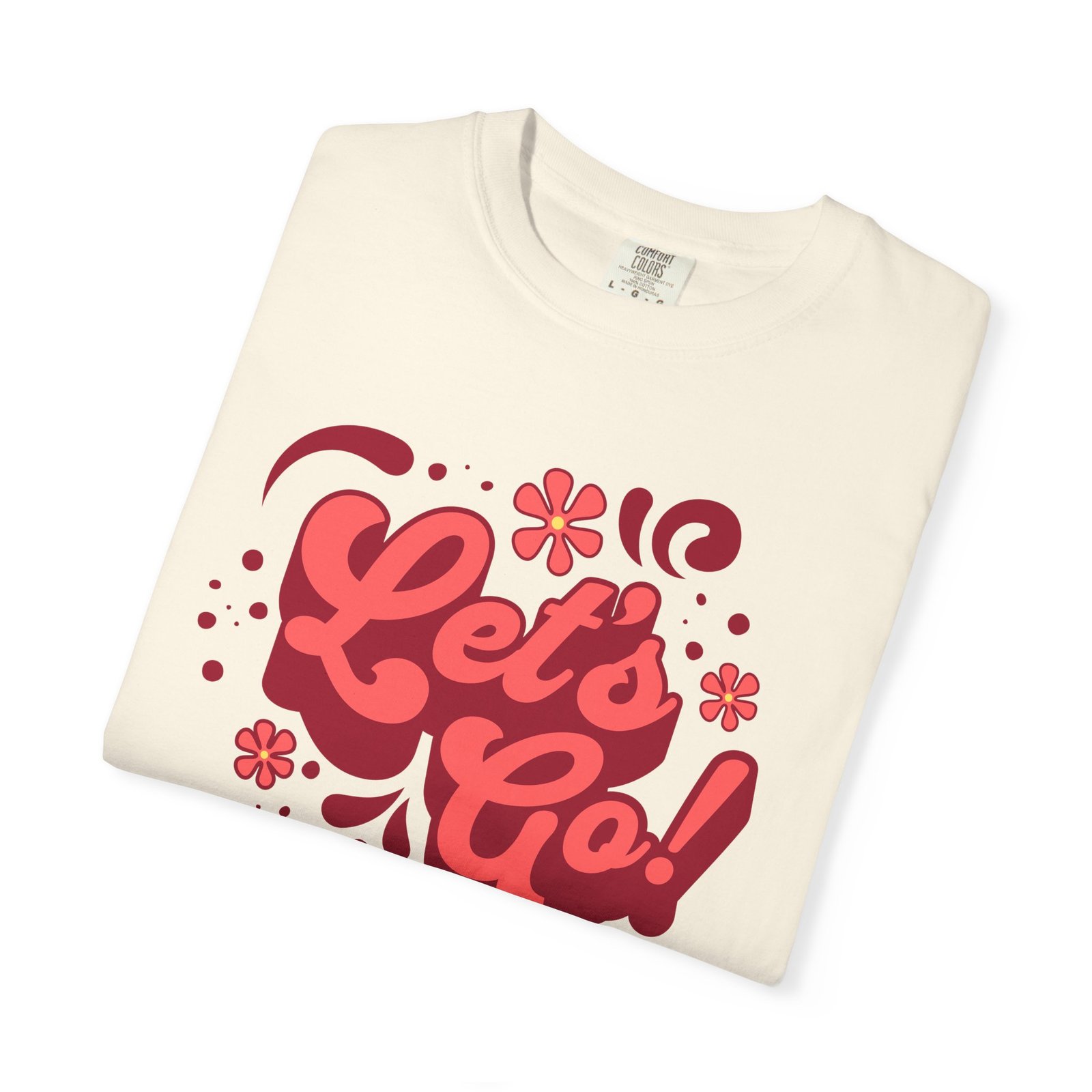 "Let’s Go!” Softball Tee — Bubble Gum Retro Softball Design on Comfort Colors 1717 T-Shirt - Image 2