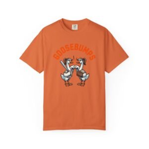 goosebumps graphic tee — softball playing geese fist bumping on comfort colors 1717 t shirt