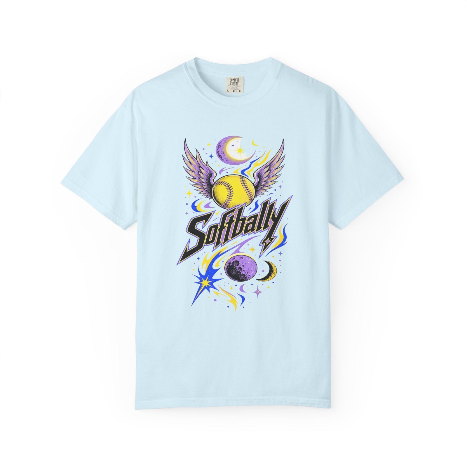 Softball Wings T-Shirt — 'Softbally' Cosmic Graphic on Comfort Colors 1717 Tee - Image 9