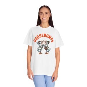 goosebumps graphic tee — softball playing geese fist bumping on comfort colors 1717 t shirt