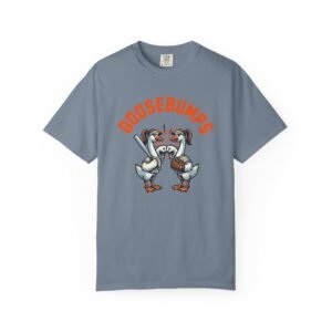 goosebumps graphic tee — softball playing geese fist bumping on comfort colors 1717 t shirt
