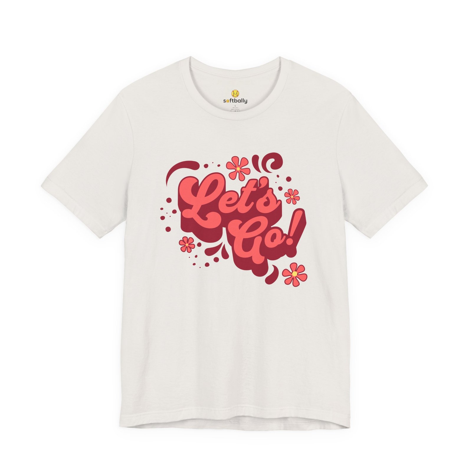 “Let’s Go!” Softball Tee — Bubble Gum Retro Softball T-Shirt - Image 19