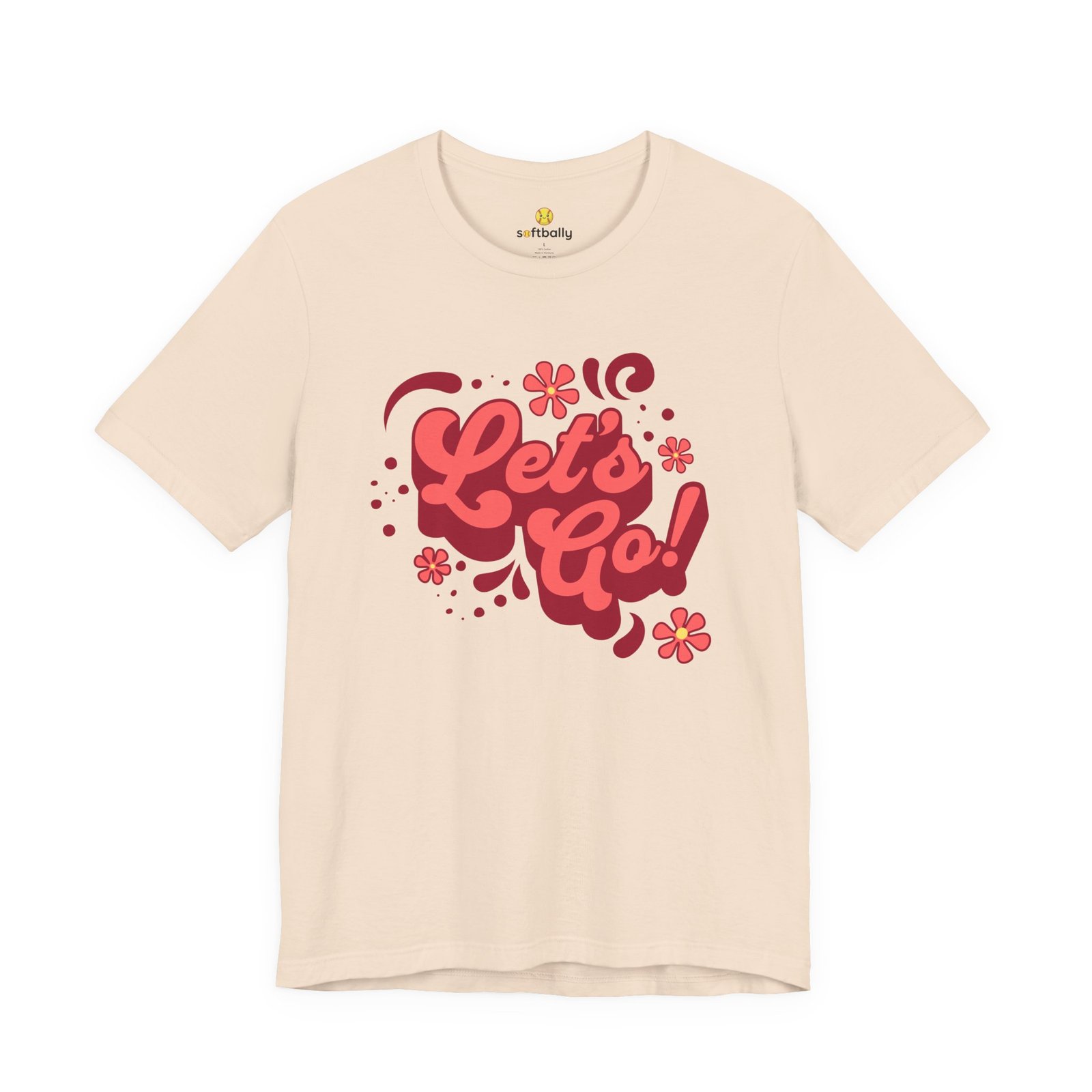“Let’s Go!” Softball Tee — Bubble Gum Retro Softball T-Shirt - Image 20