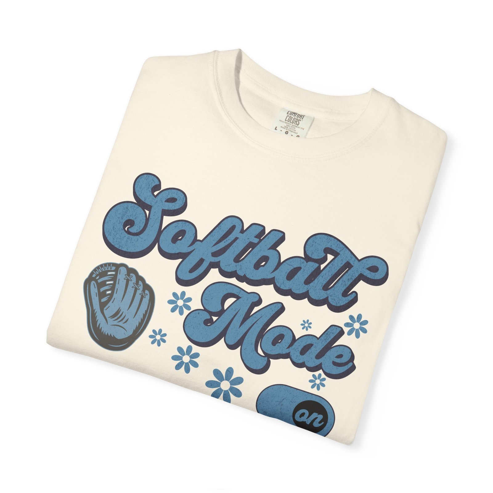 Softball Mode T-Shirt — Retro Softball Graphic on Comfort Colors 1717 Tee - Image 2